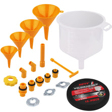 19-Piece No-Spill Radiator Coolant Refilling Funnel Kit Spill Proof Radiator Bleeder Kit with Universal Adaptor