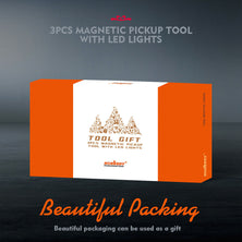 3Pc Magnetic Pick Up Tool Swivel Inspection Mirror Flexible Telescope LED Light