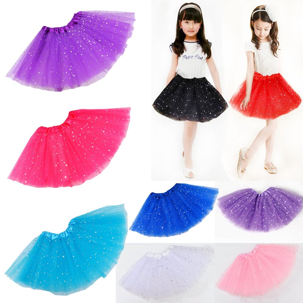 Sequin Tulle Tutu Skirt Ballet Kids Princess Dressup Party Baby Girls Dance Wear, Aqua, Kids