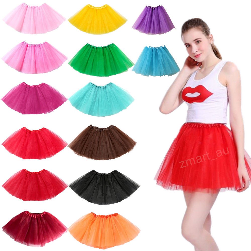 New Adults Tulle Tutu Skirt Dressup Party Costume Ballet Womens Girls Dance Wear, Watermelon Red, Adults