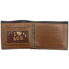 Mens Wallet Australian Kangaroo Leather Bifold Souvenir Gift Coin Card Holder, Dark Blue Kangaroo