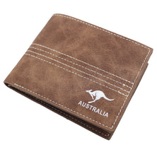 Mens Wallet Australian Kangaroo Leather Bifold Souvenir Gift Coin Card Holder, Rustic Brown Plain