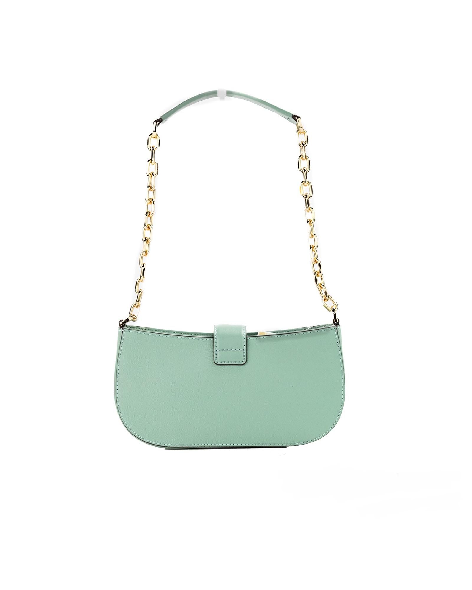 Michael Kors Women's Car Small Sea Green Leather Pouchette Shoulder Crossbody Purse - One Size