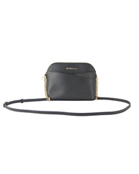 Michael Kors Women's Jet Set Travel Medium Leather X Cross Dome Crossbody Handbag (Black Solid/Gold) - One Size