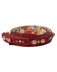 Dolce & Gabbana Women's Red Exotic Leather Crystals Reversible Shoulder Strap - One Size