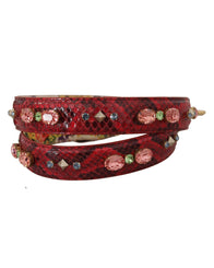 Dolce & Gabbana Women's Red Exotic Leather Crystals Reversible Shoulder Strap - One Size