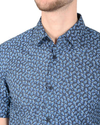 Hugo Boss Men's Mens Cotton Linen Shirt in Dark blue - M
