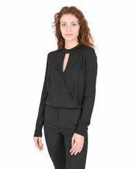 Hugo Boss Women's Black Wool Blend Metallic Sweater in Black - S