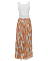 Streaked Pattern White Dress for Women L Women