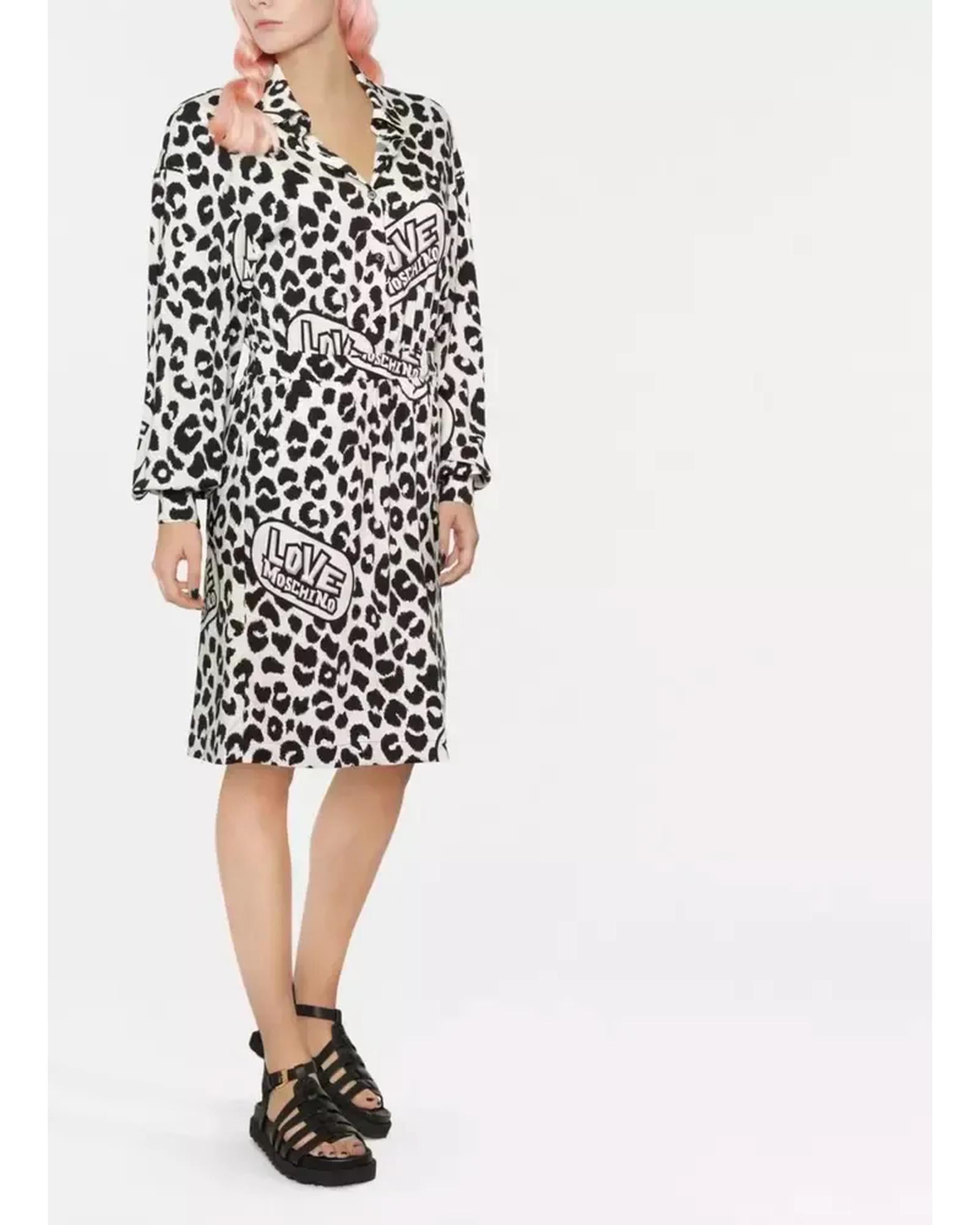 Love Moschino Leopard Texture Logo Dress 46 IT Women