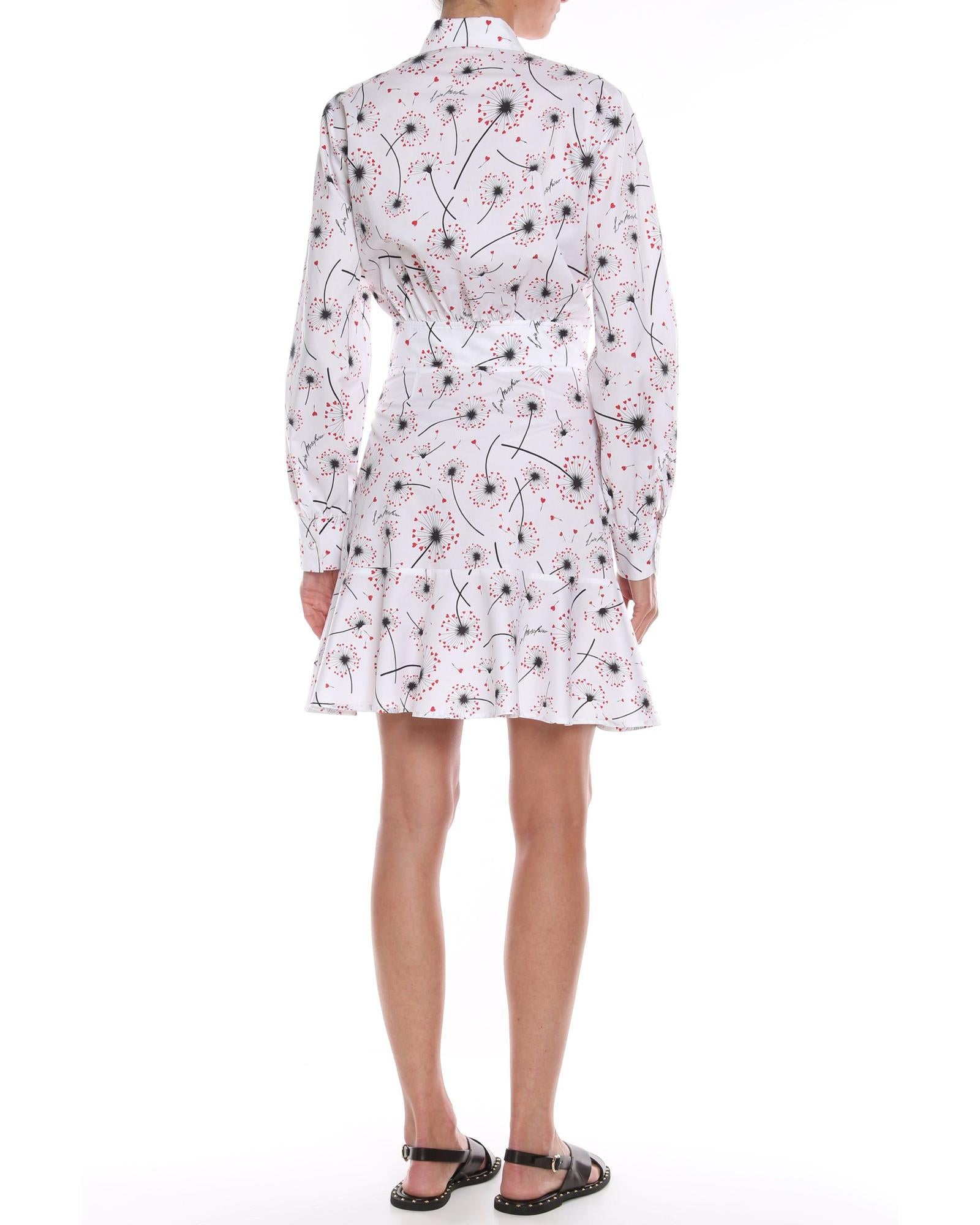 Love Moschino White Cotton Dress with Red Details 46 IT Women