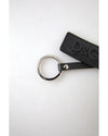 Dolce & Gabbana Men's Black DG Logo Leather Silver Metal Keychain - One Size