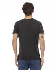 Short Sleeve T-shirt with V-neck and Front Print L Men