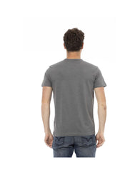 Trussardi Action Men's Chic Gray Cotton Tee with Statet Print - M