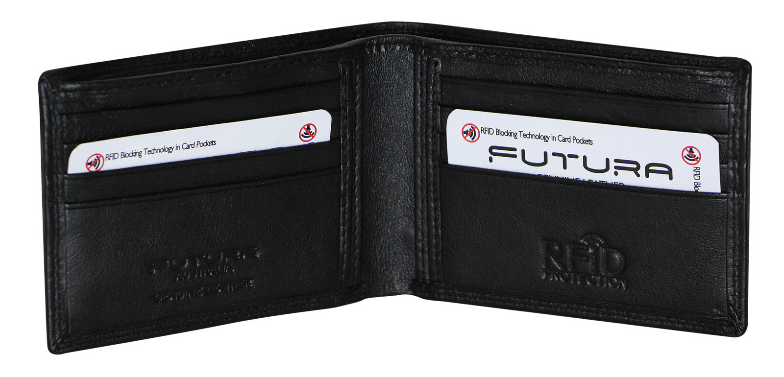 Futura Mens RFID Slim Genuine Leather Wallet - Black