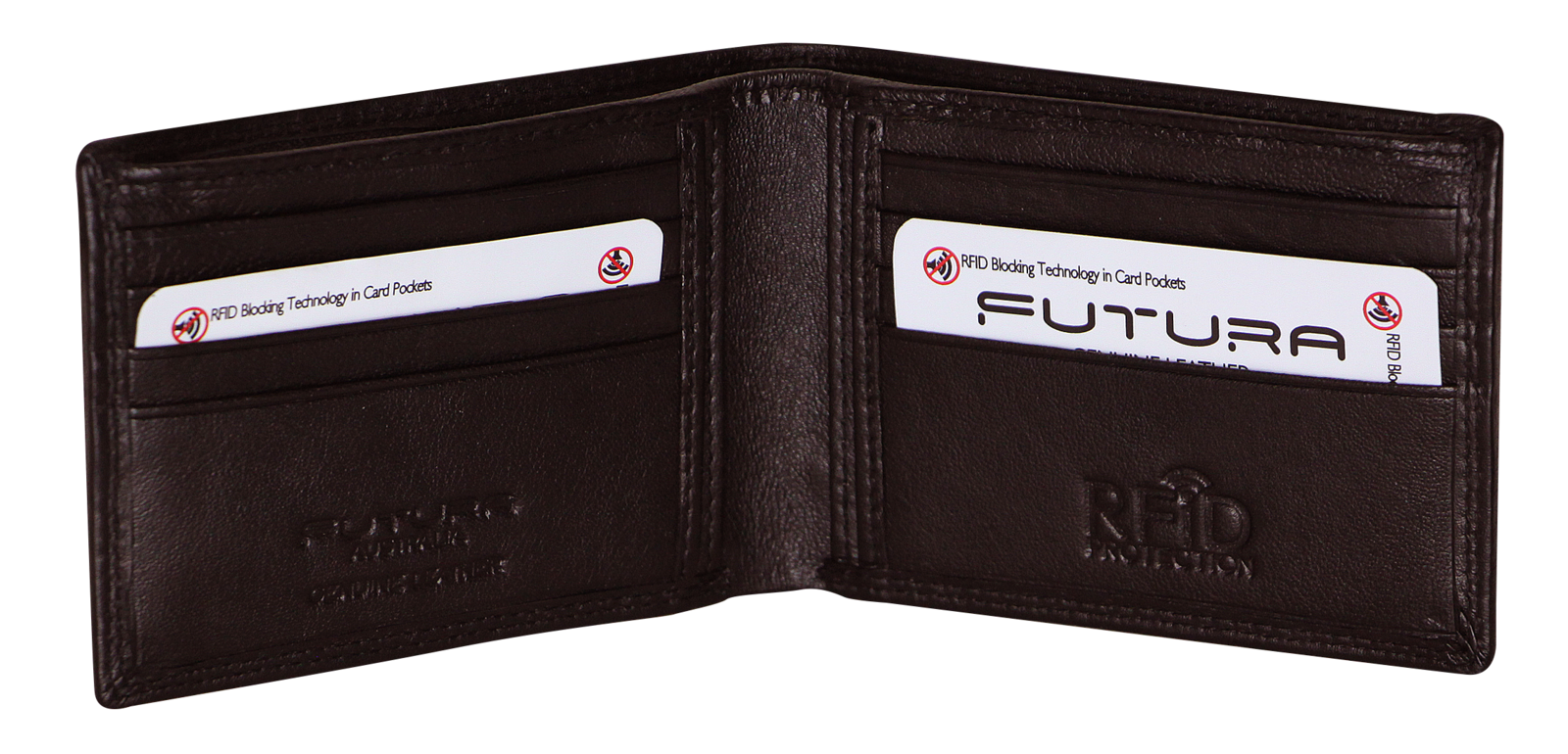 Futura Mens RFID Slim Leather Wallet - Brown