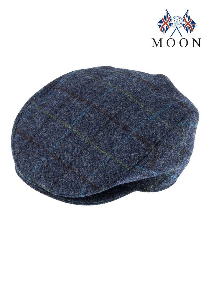 DENTS Abraham Moon Tweed Flat Cap Wool Ivy Hat Driving Cabbie Quilted 1-3038 - Blue - X-Large