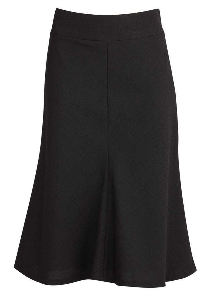 Womens Fluted 3/4 Length Below Knee Skirt Work Business - Black - 26