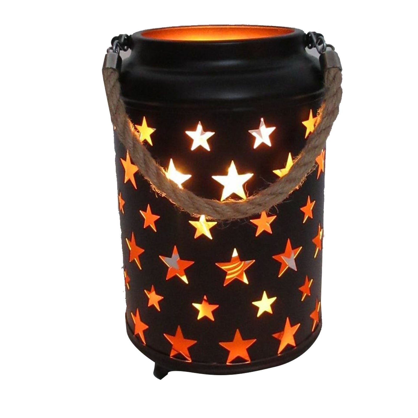 20cm Starry LED Lantern Light with Rope Handle Star Bedside Table Desk Lamp