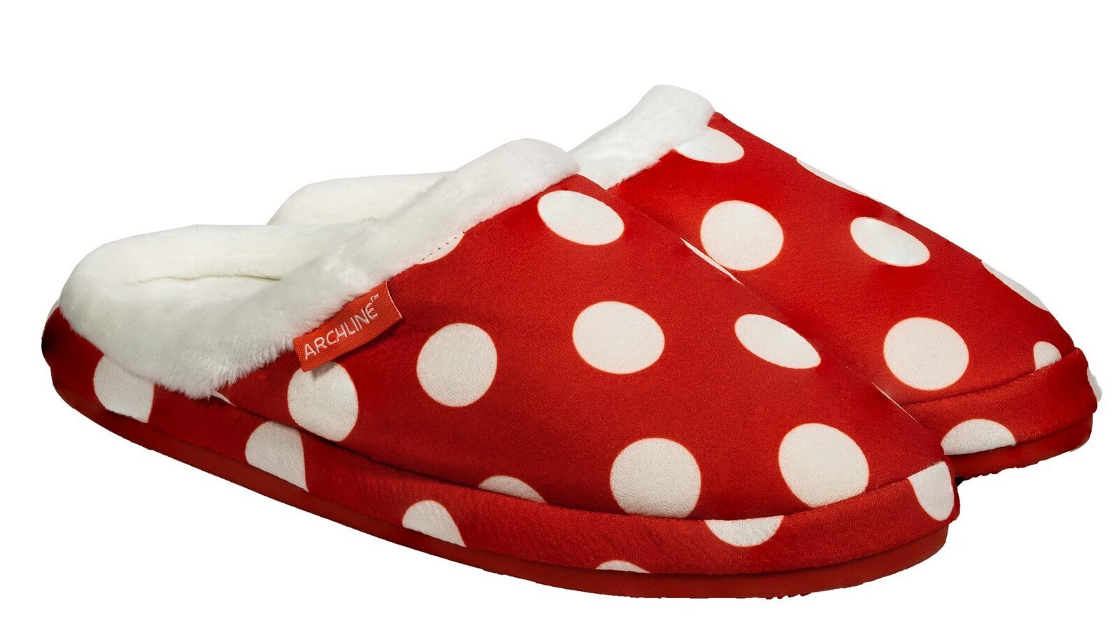 ARCHLINE Orthotic Slippers Slip On Scuffs Pain Relief Moccasins - Red Polka Dot - EUR 40 (Womens US 9)