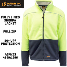 HI VIS Polar Fleece Sherpa Jacket Full Zip Thick Lined  Winter Safety Jumper - Yellow - XL
