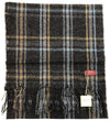 DENTS Woven Checked Scarf w Fringed Edges Wool Blend MADE IN ITALY - Charcoal