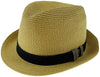 Dents Toyo Straw Trilby Fedora Hat Summer Fedora Small Brim - Natural/Black - S/M