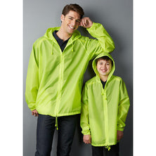 3x Kids Spray Jacket Outdoor Hike Rain Sport Poncho Waterproof - Fluoro Green
