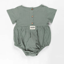 Ponchik Babies + Kids - Linen Romper - Artichoke Green - Size 2y Only
