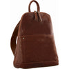 Milleni Ladies Genuine Italian Leather Backpack Bag Twin Zip - Chestnut