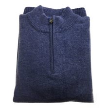 100% SHETLAND WOOL Half Zip Up Knit JUMPER Pullover Mens Sweater Knitted - Sky (40) - XL