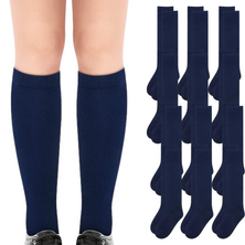 12x Pairs School Uniform Knee High Socks Cotton Rich Girls Boys Kids Bulk - Navy - 13-3 (8-10 Years Old)