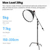 150-330cm Black Heavy Duty C-Stand Adjustable Light Stand Load 20KG Capacity