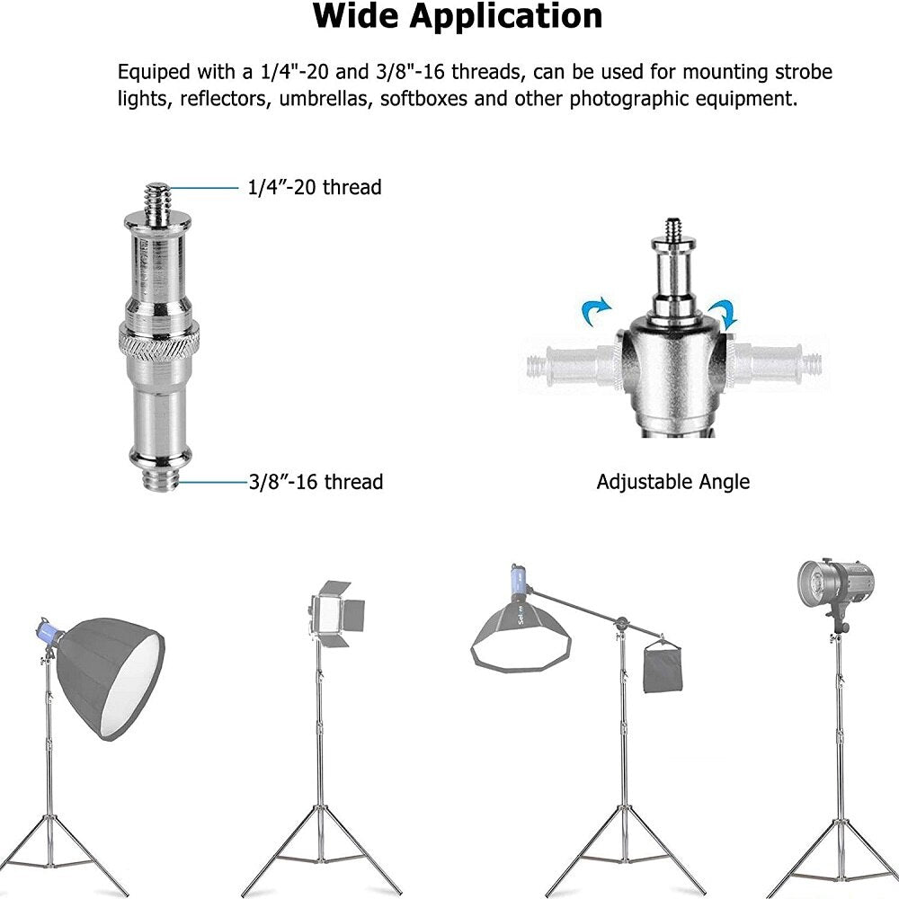 Hridz 2.8m Stainless Steel Light Stand Black Colour Heavy Duty with 1/4