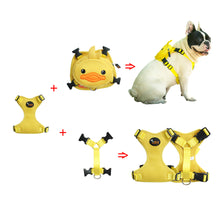 Ondoing Pet Saddle Bag Dog Harness Backpack Hiking Traveling Outdoor Bags Cute Costume (Yellow duck bag with leash set)M