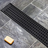 1000mm Bathroom Shower Black Grate Drain w/Centre outlet Floor Waste Square Pattern