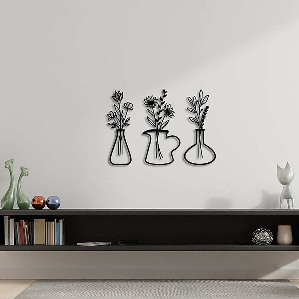 Metal Iron Flower Vase Wall Art Decoration