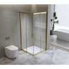 Adjustable 900x1000mm Double Sliding Door Glass Shower Screen in Gold