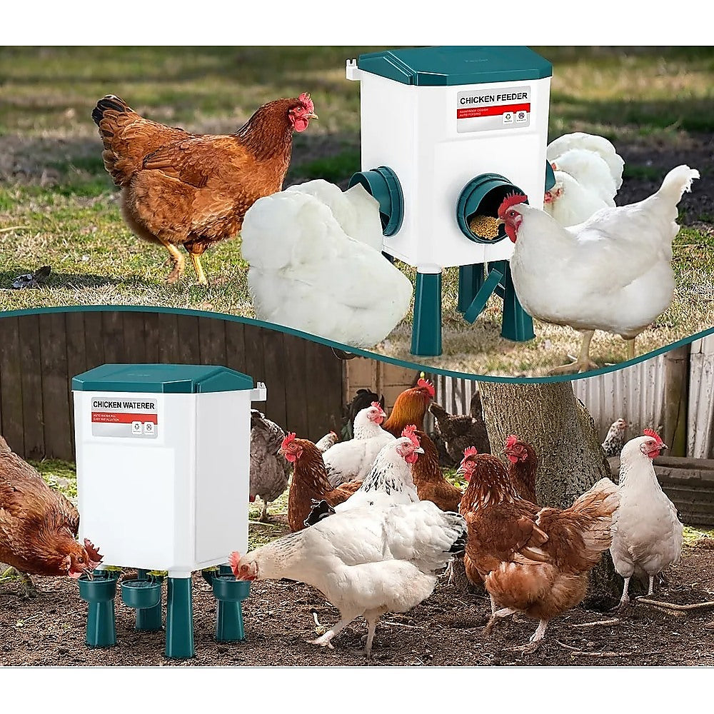 Chicken Feeder Water Food Treadle Poultry Feeding 12KG Large Capacity 11L