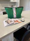 Neoprene Bag - Vegan Tote - 2 Piece Set - Stripe - Emerald Green