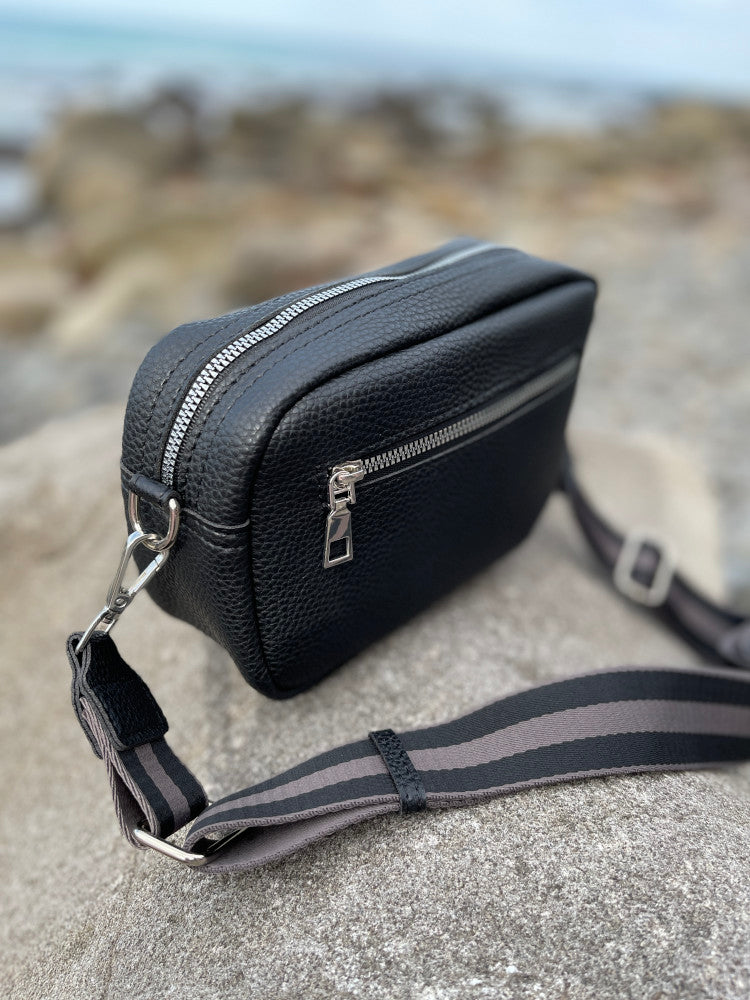 Vegan PU Leather Melbourne Crossbody - Black