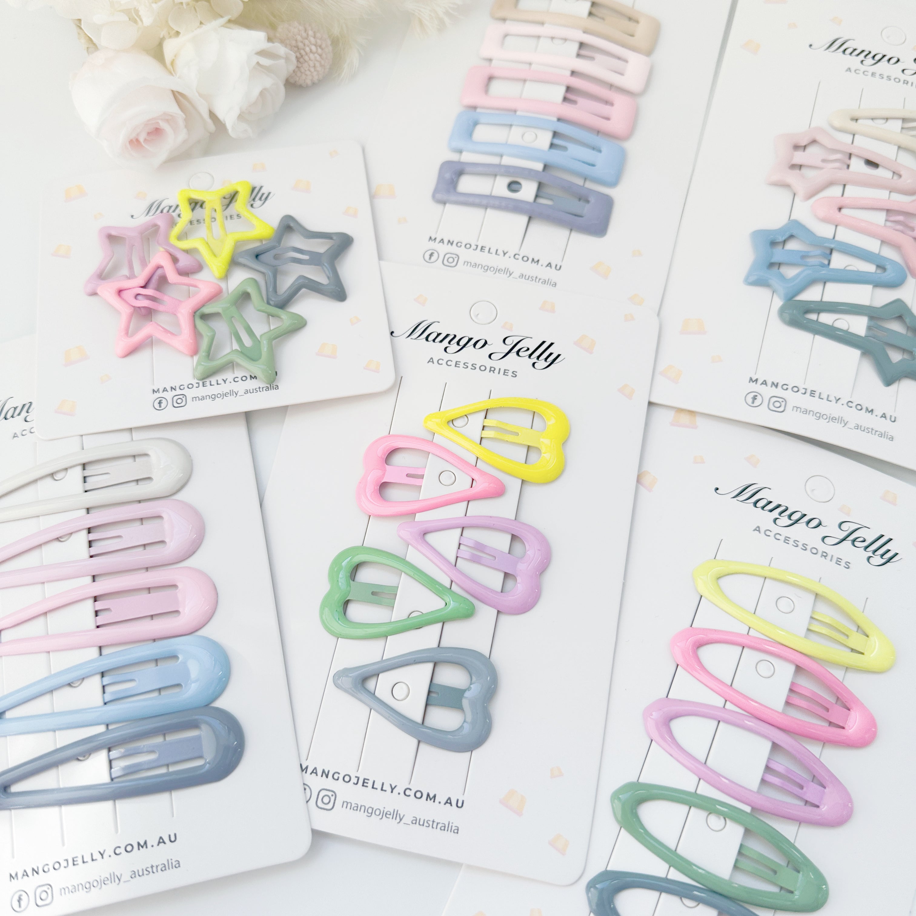 MANGO JELLY Butter Cream Hair Clips Collection - Candy Shooting Stars - One Pack