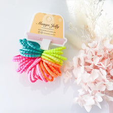 MANGO JELLY Kids Hair Ties (3cm) - Bubbly Neon (THICK) -Twin Pack