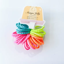 MANGO JELLY Kids Hair Ties (3cm) - Bubbly Neon (THICK) -Twin Pack