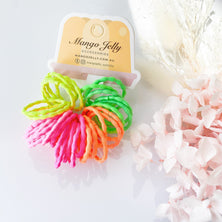 MANGO JELLY Kids Hair Ties (3cm) - Silky Pop Neon - Six Pack