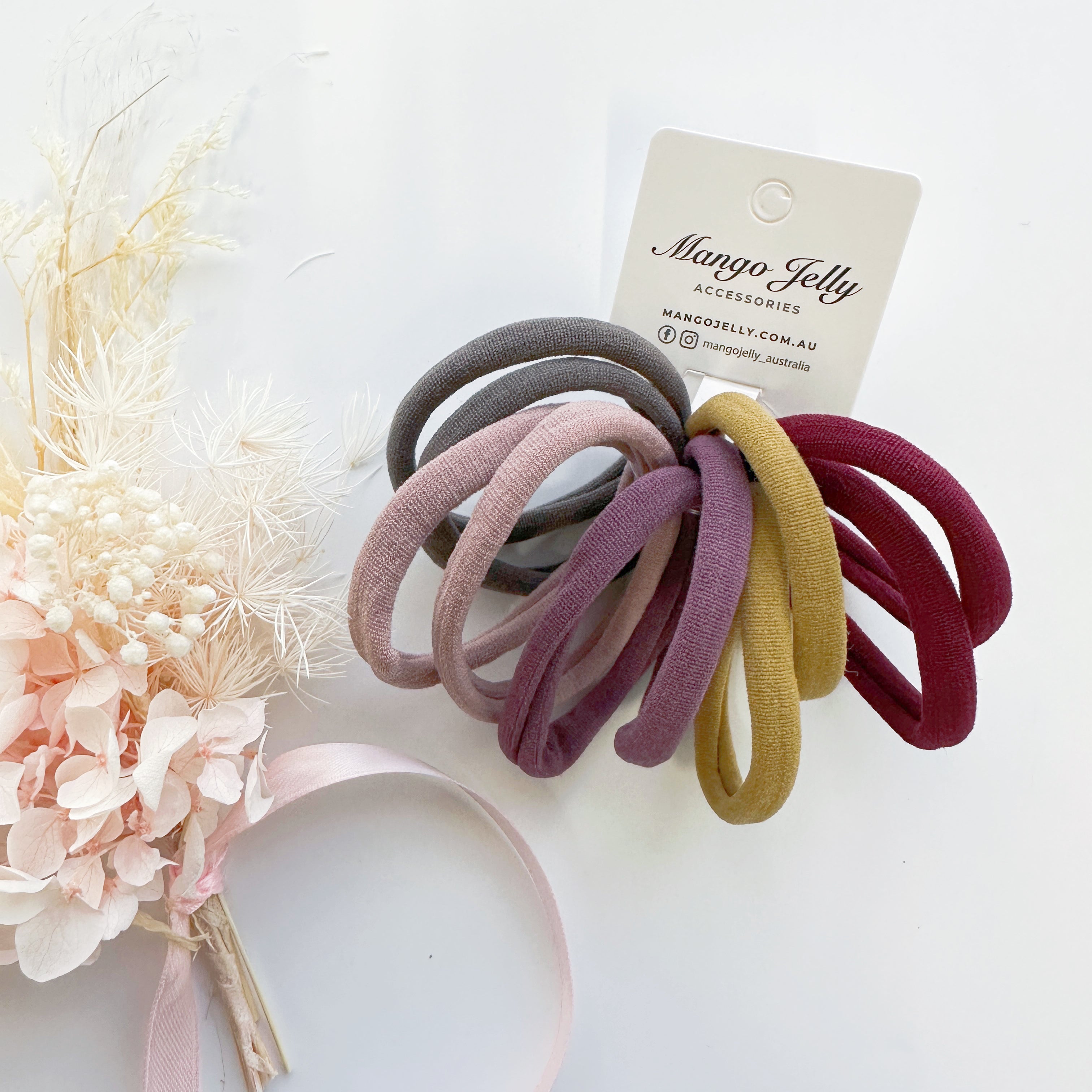 MANGO JELLY Metal Free Hair ties (4.5cm) - Blush Mixed 10P - Three Pack