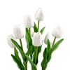 Flowering White Artificial Tulip Plant Arrangement With Ceramic Bowl 35cm