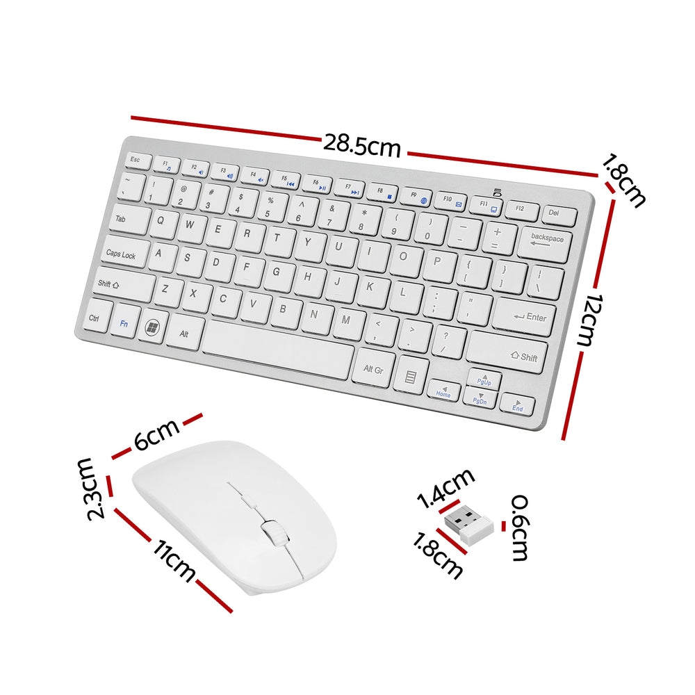 Wireless Keyboard and Mouse Combo Bluetooth Set for PC Laptop Phone Tablet 78 Keys White