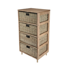 Home Master 4 Drawer Natural Seagrass Wooden Storage Chest Stylish 85cm