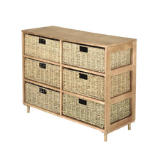 Home Master 6 Drawer Natural Seagrass Wooden Storage Chest Stylish 66cm